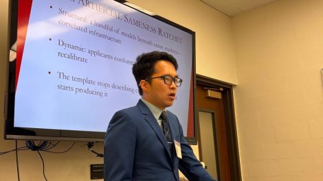 Hofstra Law Professor Yunsieg Kim presenting at AI conference